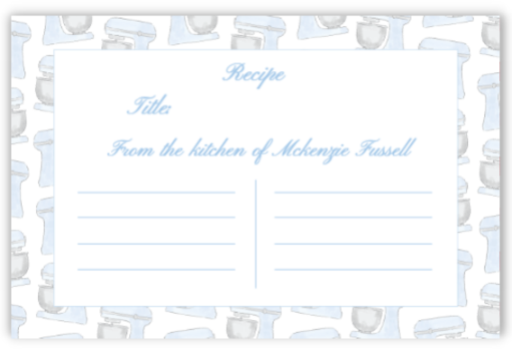 Kitchen Mixer Recipe Card